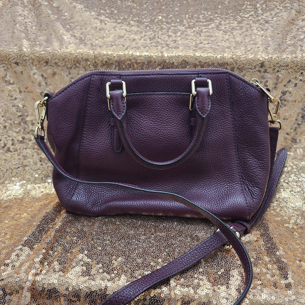 MICHAEL Michael Kors Violet Purple Pebbled Leather Satchel Crossbody Bag - Picture 2 of 10